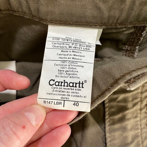 Carhartt B147 - Loose Fit Canvas Utility Work Shorts Tan Khaki Men's Size 40x10 - Picture 2 of 4